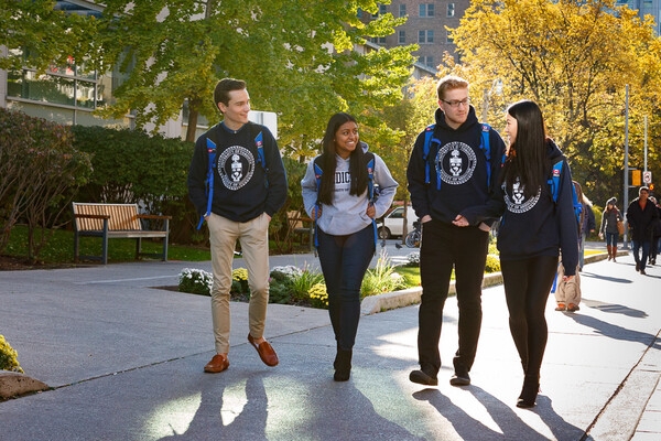 Students walking on University Ave.