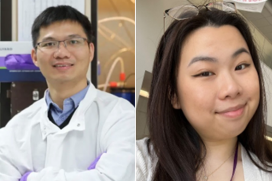 Dr. Chao Zheng (left); Hannah Le, master's student in Pharmacology (right)